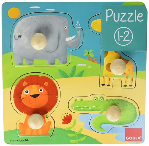 Goula - Puzzle animales selva, Encajable de...